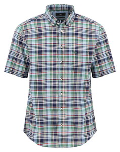 Fynch-Hatton Short Sleeve Colorful Madras Check Overhemd Marine-Multi