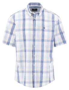 Fynch-Hatton Short Sleeve Colorful Poplin Large Check Shirt Mint-Blue