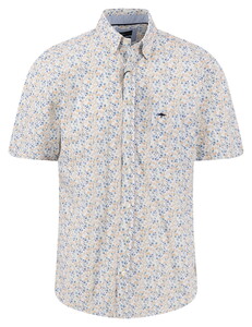 Fynch-Hatton Short Sleeve Flower Pattern Button-Down Overhemd Tangerine