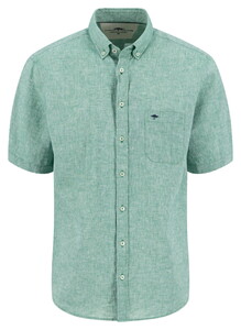 Fynch-Hatton Short Sleeve Linnen Cotton Solid Color Button-Down Overhemd Jade