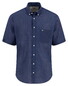 Fynch-Hatton Short Sleeve Linnen Cotton Solid Color Button-Down Overhemd Marine