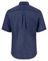 Fynch-Hatton Short Sleeve Linnen Cotton Solid Color Button-Down Overhemd Marine