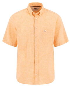 Fynch-Hatton Short Sleeve Linnen Cotton Solid Color Button-Down Overhemd Solar