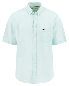Fynch-Hatton Short Sleeve Linnen Cotton Solid Color Button-Down Shirt Mint