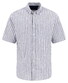 Fynch-Hatton Short Sleeve Linnen Stripe Button-Down Overhemd Marine