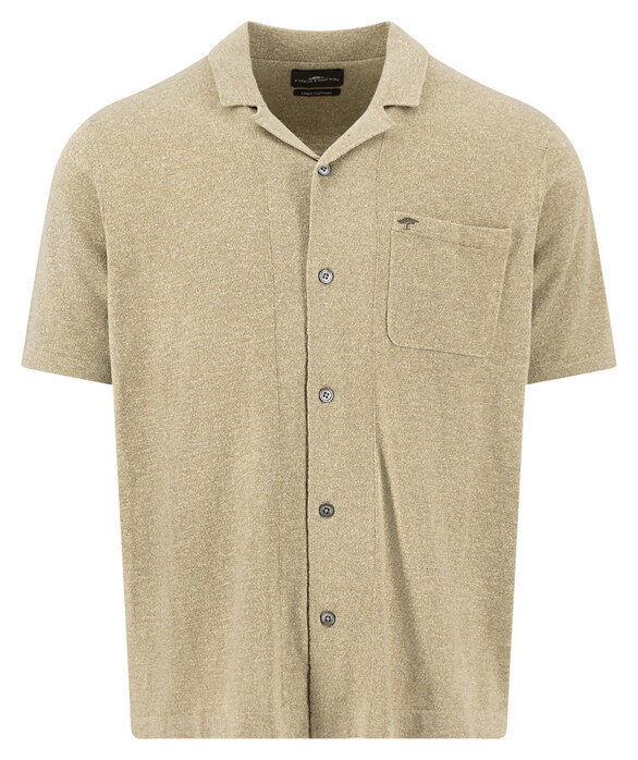 Fynch-Hatton Short Sleeve Shirt Polo Resort Buttoned Cotton Linnen Overhemd Pistache