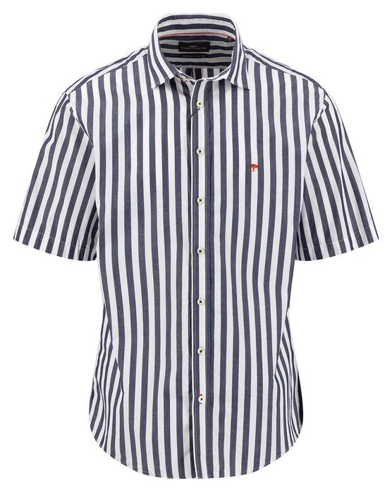 Fynch-Hatton Short Sleeve Striped Cotton Overhemd Marine