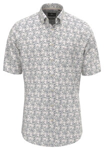 Fynch-Hatton Short Sleeve Summer Flower Pattern Overhemd Magnolia