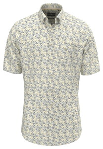 Fynch-Hatton Short Sleeve Summer Flower Pattern Shirt Pale Yellow