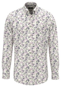 Fynch-Hatton Slub Flower Pattern Button-Down Shirt Magnolia