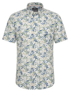Fynch-Hatton Slub Flower Pattern Button-Down Shirt Pale Yellow