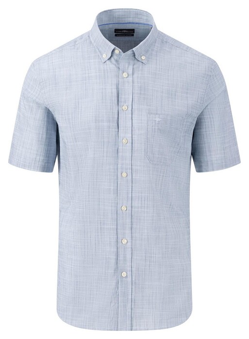 Fynch-Hatton Slub Solid Vague Check Button Down Overhemd Summer Breeze