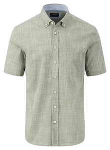 Fynch-Hatton Slub Solid Vague Check Button Down Shirt Dusty Olive