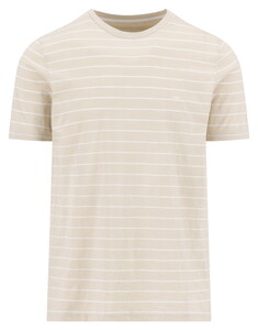 Fynch-Hatton Slub Stripe Crew Neck T-Shirt Cement