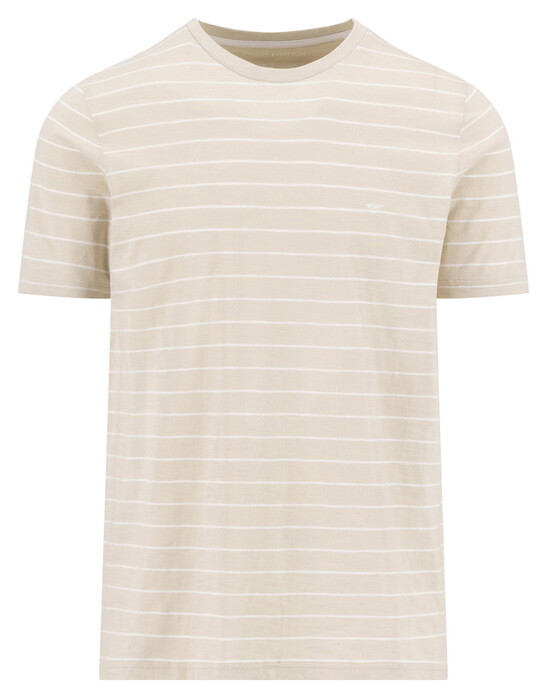 Fynch-Hatton Slub Stripe Crew Neck T-Shirt Cement