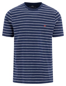 Fynch-Hatton Slub Stripe Crew Neck T-Shirt Marine