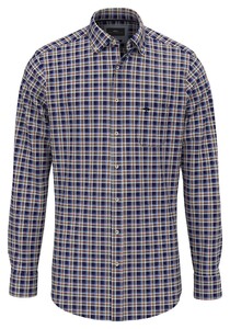Fynch-Hatton Small Multi Check Button Down Shirt Navy-Multi