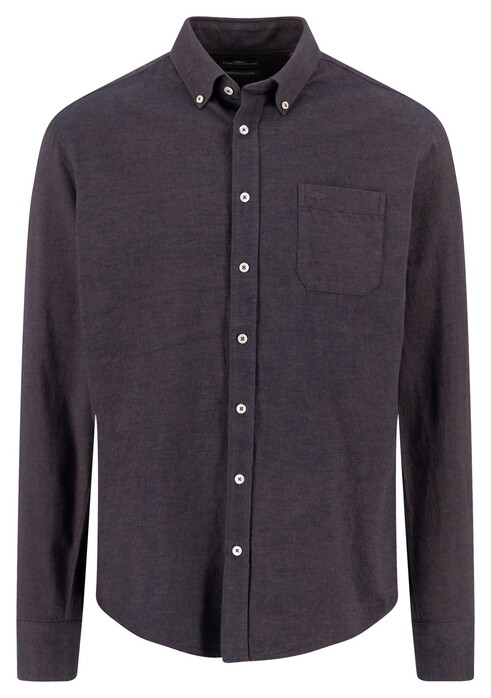 Fynch-Hatton Solid Color Button-Down Overhemd Dark Chocolate