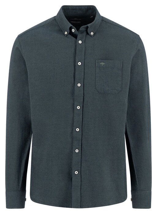 Fynch-Hatton Solid Color Button-Down Overhemd Dark Ivy