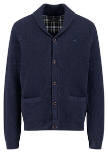 Fynch-Hatton Solid Color Buttoned Shawl Collar Vest Navy