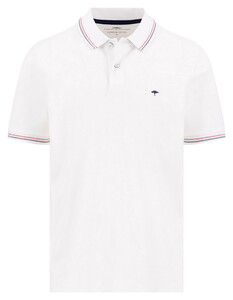 Fynch-Hatton Solid Color Contrast Tipping Poloshirt White