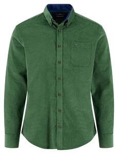 Fynch-Hatton Solid Color Cotton Corduroy Button-Down Shirt Dark Leaf