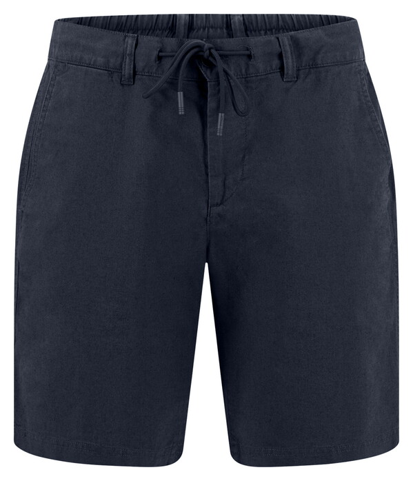 Fynch-Hatton Solid Color Cotton Linnen Drawstring Bermuda Dark Navy