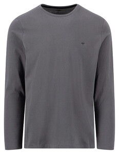Fynch-Hatton Solid Color Crew Neck Long Sleeve T-Shirt Asphalt