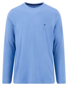 Fynch-Hatton Solid Color Crew Neck Long Sleeve T-Shirt Crystal Blue