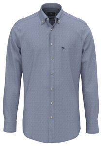 Fynch-Hatton Solid Color Denim Button-Down Overhemd Crystal Blue