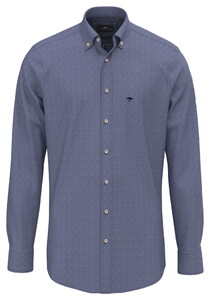 Fynch-Hatton Solid Color Denim Button-Down Overhemd Misty Blue
