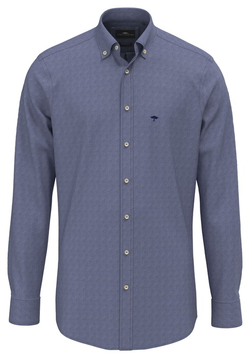 Fynch-Hatton Solid Color Denim Button-Down Overhemd Misty Blue