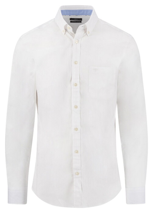 Fynch-Hatton Solid Color Essential Dobby Button-Down Overhemd Wit