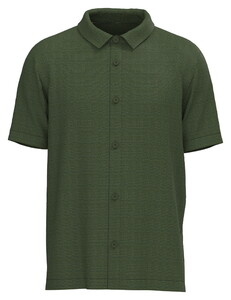 Fynch-Hatton Solid Color Fine Texture Jacquard Resort Overhemd Donker Khaki