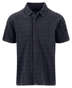 Fynch-Hatton Solid Color Fine Texture Jacquard Resort Overhemd Navy