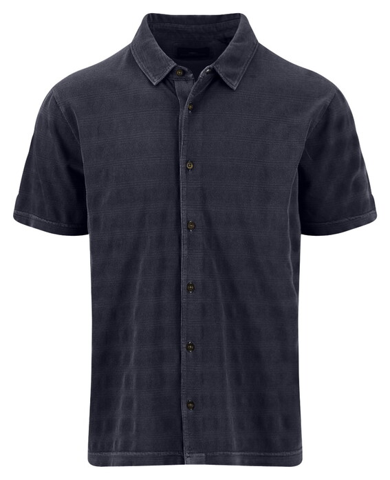 Fynch-Hatton Solid Color Fine Texture Jacquard Resort Overhemd Navy