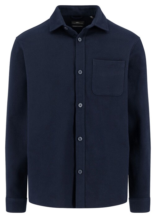 Fynch-Hatton Solid Color Heavy Flanel Overshirt Navy
