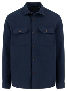 Fynch-Hatton Solid Color Heavy Flanel Overshirt Navy