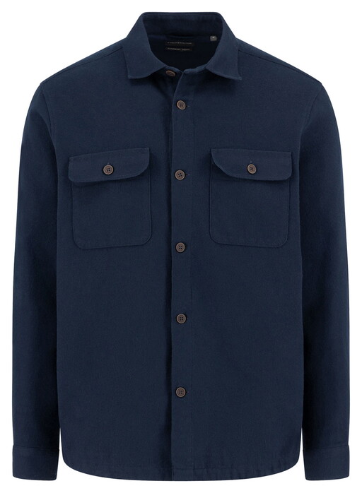 Fynch-Hatton Solid Color Heavy Flanel Overshirt Navy