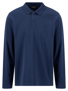 Fynch-Hatton Solid Color Longsleeve Compact Cotton Poloshirt Ink Blue
