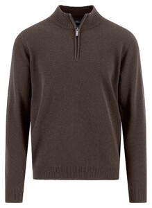 Fynch-Hatton Solid Color Luxury Cashmere Troyer Zip Pullover Dark Chocolate