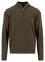 Fynch-Hatton Solid Color Luxury Cashmere Troyer Zip Trui Donker Khaki