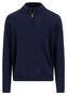Fynch-Hatton Solid Color Luxury Cashmere Troyer Zip Trui Navy