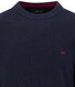 Fynch-Hatton Solid Color O-Neck Cotton Ribbed Knit Trui Navy