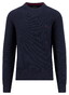 Fynch-Hatton Solid Color O-Neck Cotton Ribbed Knit Trui Navy