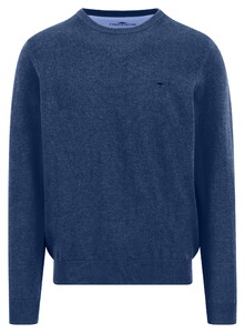 Fynch-Hatton Solid Color O-Neck Superfine Cotton Pullover Midnight