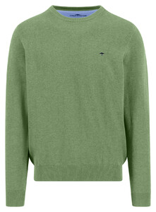 Fynch-Hatton Solid Color O-Neck Superfine Cotton Trui Avocado