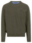 Fynch-Hatton Solid Color O-Neck Superfine Cotton Trui Donker Khaki