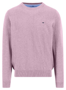 Fynch-Hatton Solid Color O-Neck Superfine Cotton Trui Magnolia