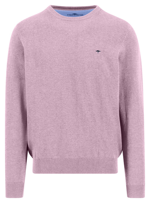 Fynch-Hatton Solid Color O-Neck Superfine Cotton Trui Magnolia